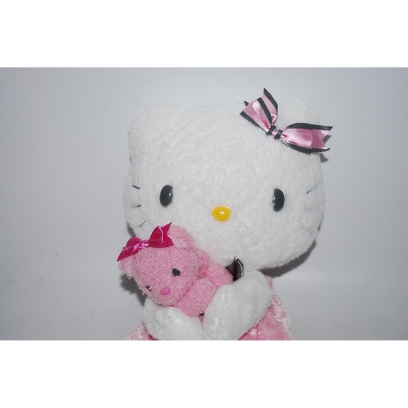 Rare Sanrio Hello Kitty Plush with Pink Bear Cute Collectible Used - Picture 2 of 5